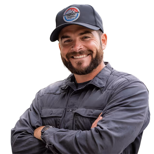 Advanced Climate Control HVAC technician with arms crossed smiling in Bakersfield CA